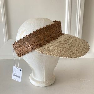 New Free People Baha Color Block Straw Ivory Visor
